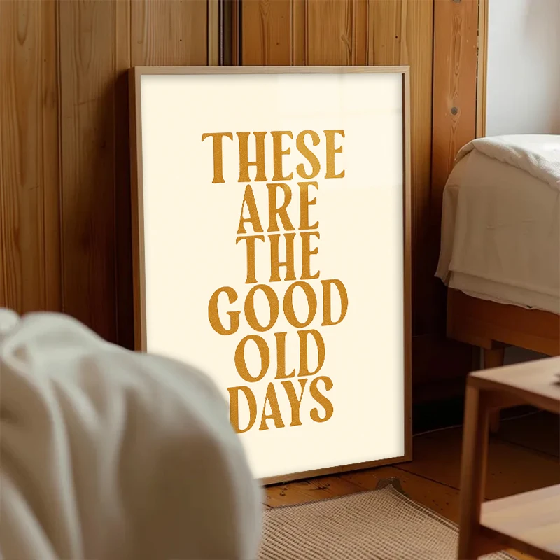 الرجعية النص المشارك "الهم هم الأيام القديمة الجيدة" اقتباسات إيجابية قماش اللوحة يطبع للمنزل ديكور غرفة المعيشة الجدار الديكور