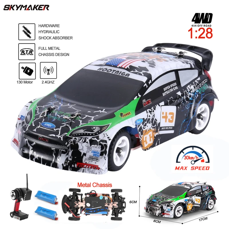 WLtoys K989 Rc Racing Drift Car 1:28 4WD Drive Off-Road 2.4G High Speed 30Km/H Alloy RC Car 1/28 Drift Rally Vehicle Toys