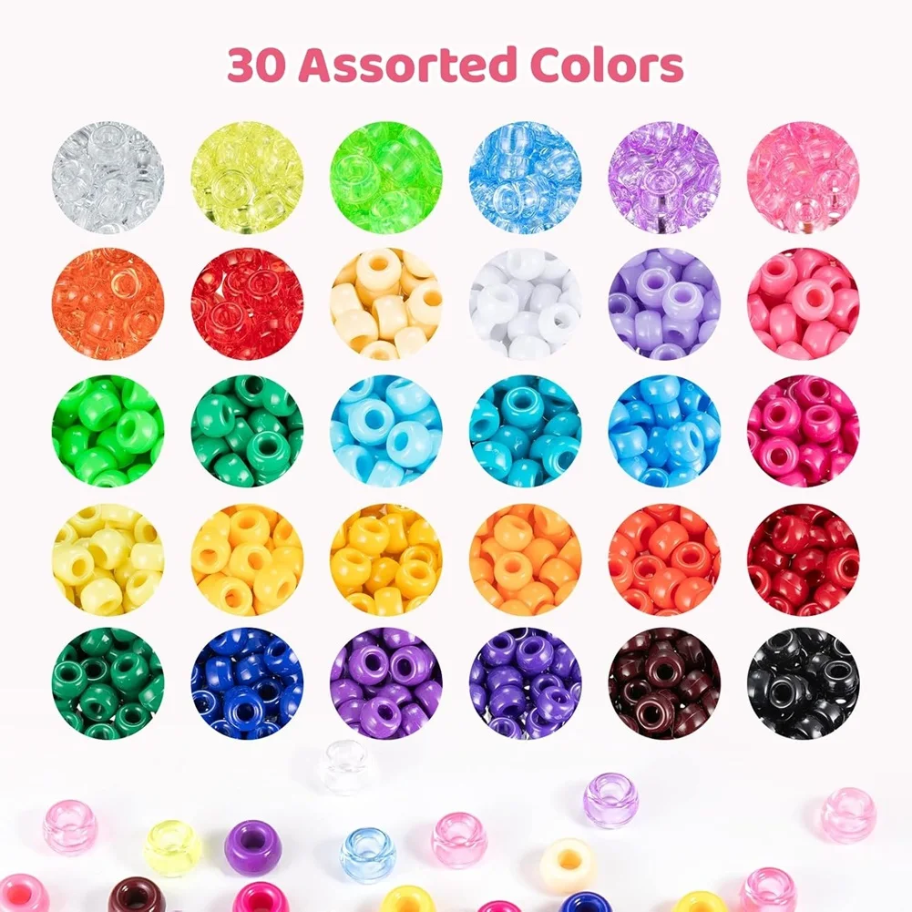 Utility Design 5400Pcs Beads,30 Assorted Colored Beads for Bracelets Making Kandi Friendship Bracelet Craft Jewelry Making Hair