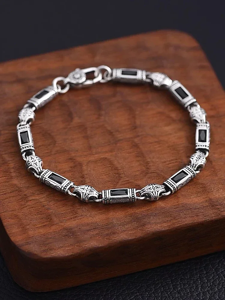 New Silver Color Tang Grass Pattern Bracelet for Men and Women Fashion Türkiye Style Luxury Handwear Jewelry