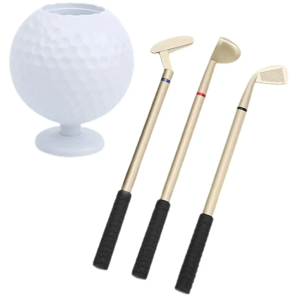 

1Set Plastic Golf Ball Pen Holder Golf Club Shaped Desktop Stationery Organizer Pen Stand Office Gifts for Men 17 Year Old