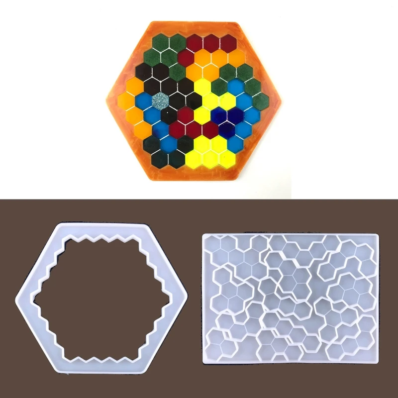 Honeycomb Jigsaw UV Crystal Epoxy Resin Mold Handmade Children Early Educational Puzzle Toys Silicone Mould DIY Crafts