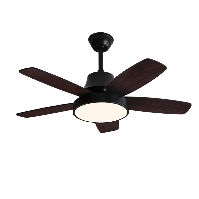 Solid wood fan light living room hall main light Nordic simple frequency conversion large wind silent ceiling fan light restaura