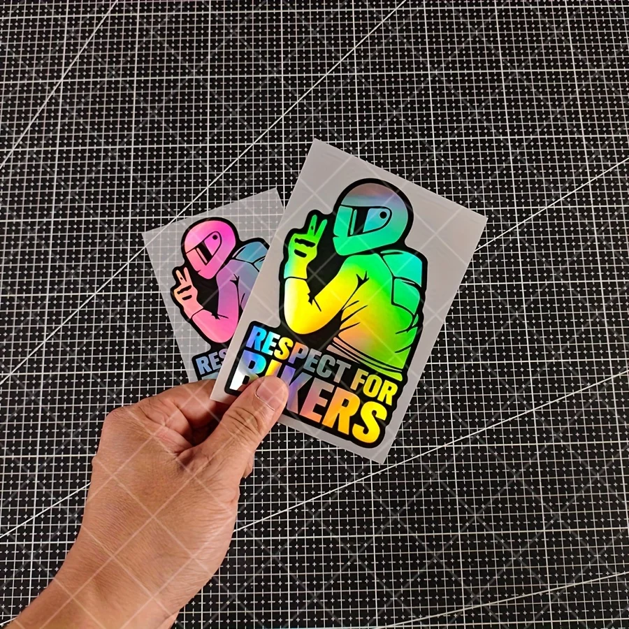 1pc Respect for Bikers Motorcycle Sticker, Laser Material, for Motorcycle Riders, Racing, Car Decal, Decorative Decal