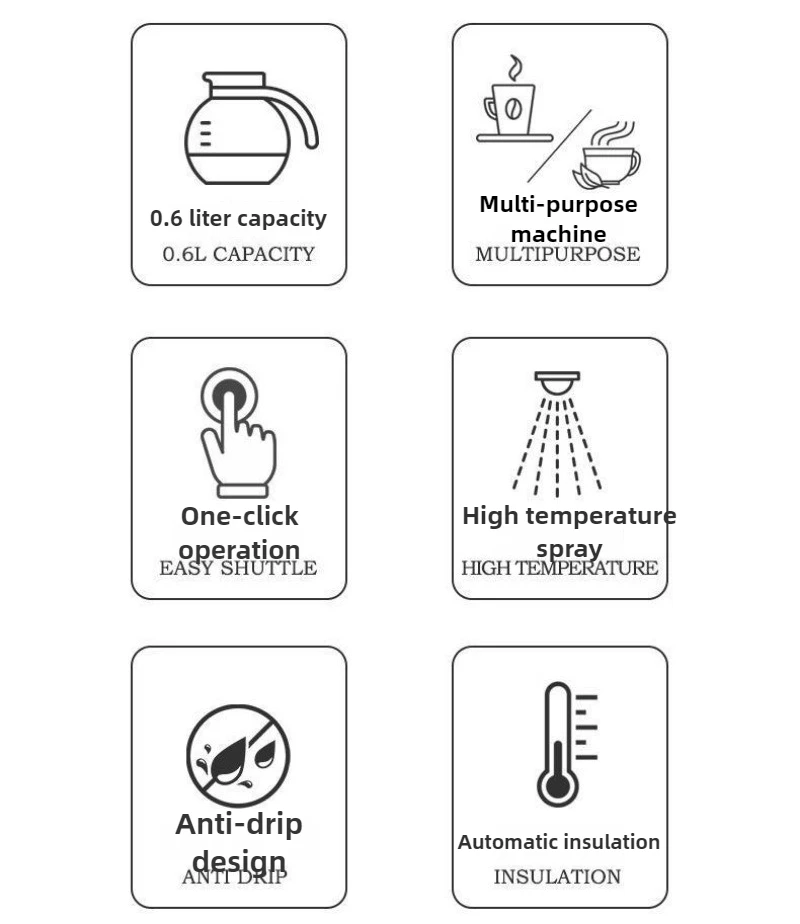 600ML 다기능 드립 커피 머신 미국 미니 커피 머신 휴대용 이중 목적 커피 머신 가정용