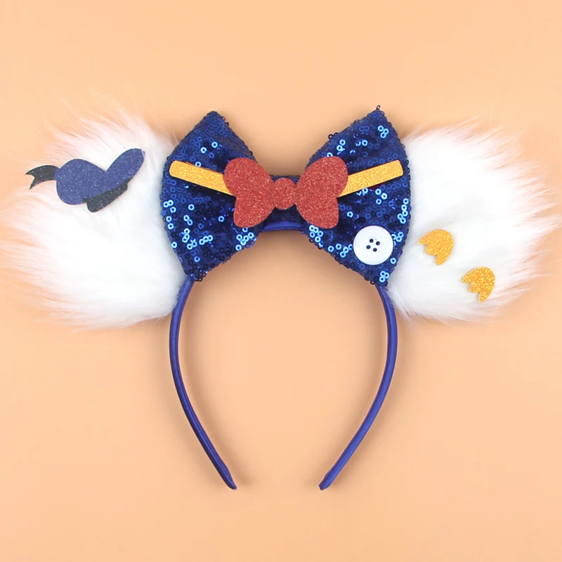 2024 Cartoon Character Mouse Ears Headband Sequins 5IN Bow Hairband For Girls Children Festival Party DIY Hair Accessories Gift