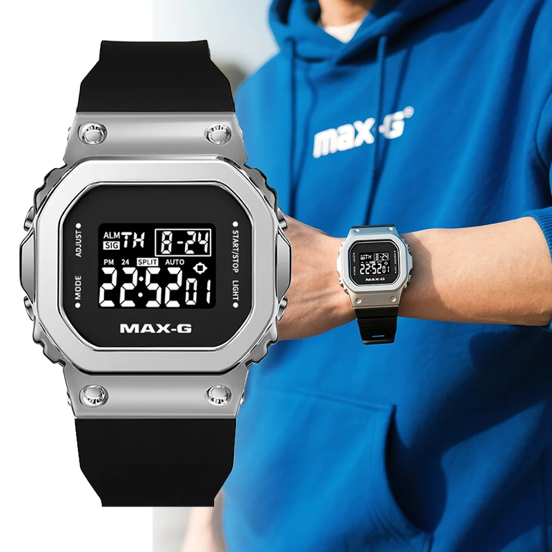 

Брендовые модные тенденции, простые маленькие квадратные спортивные водонепроницаемые трендовые многофункциональные мужские часы с ночником