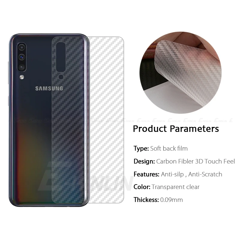 Clear Soft 3D Carbon Fiber Back Film For Samsung Galaxy A90 A50 A60 A70 A80 A20 A30 5G Rear Screen Protector Not Glass