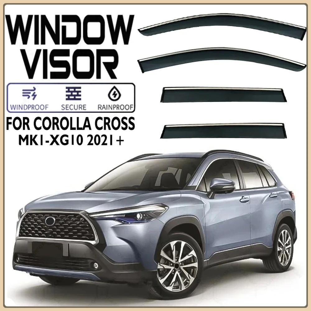 

For TOYOTA COROLLA CROSS 2022-2025 Window Visor Wind Deflectors Door Visor Chrome Strips Rain Guards