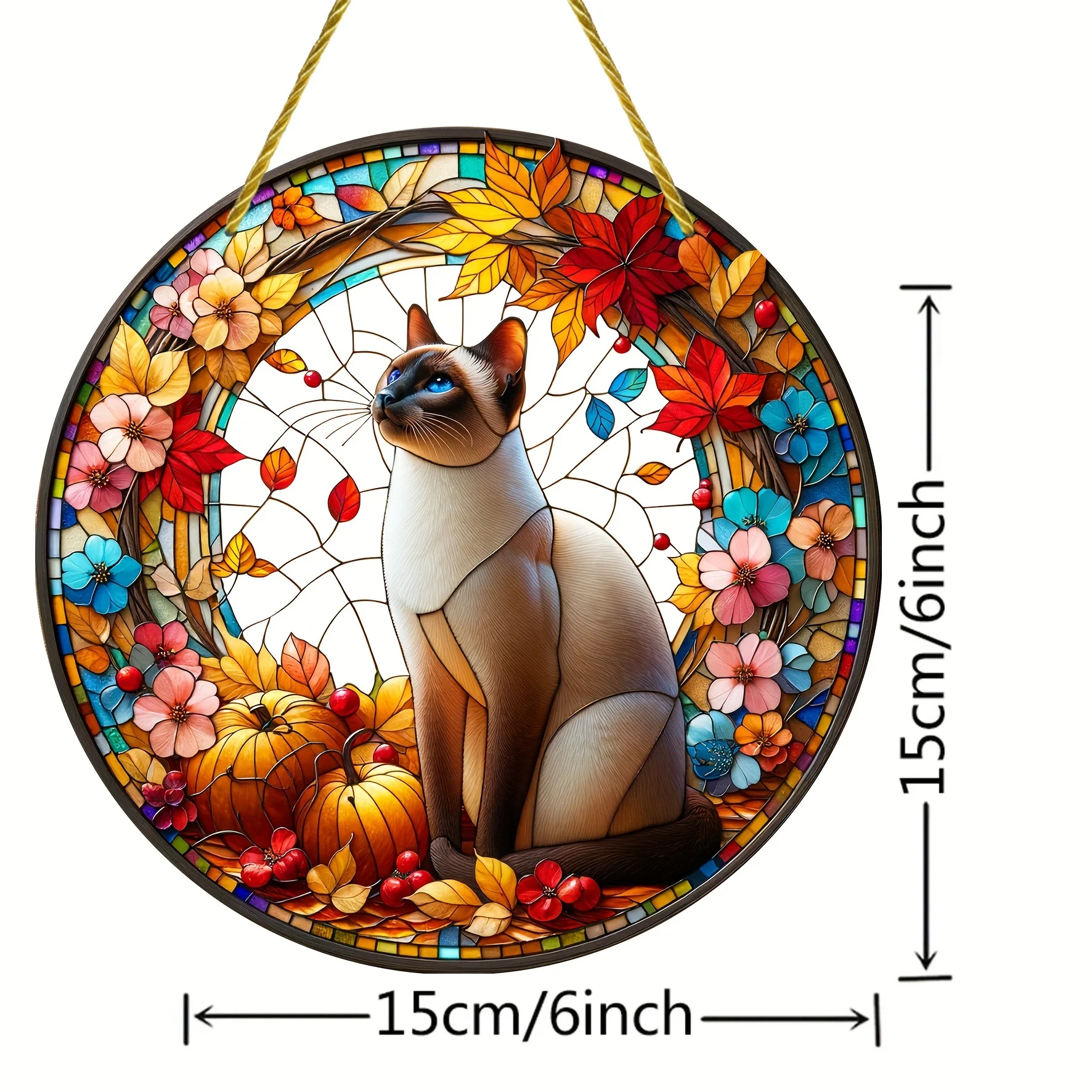 Siamese Cat&Pumpkin Suncatcher-6