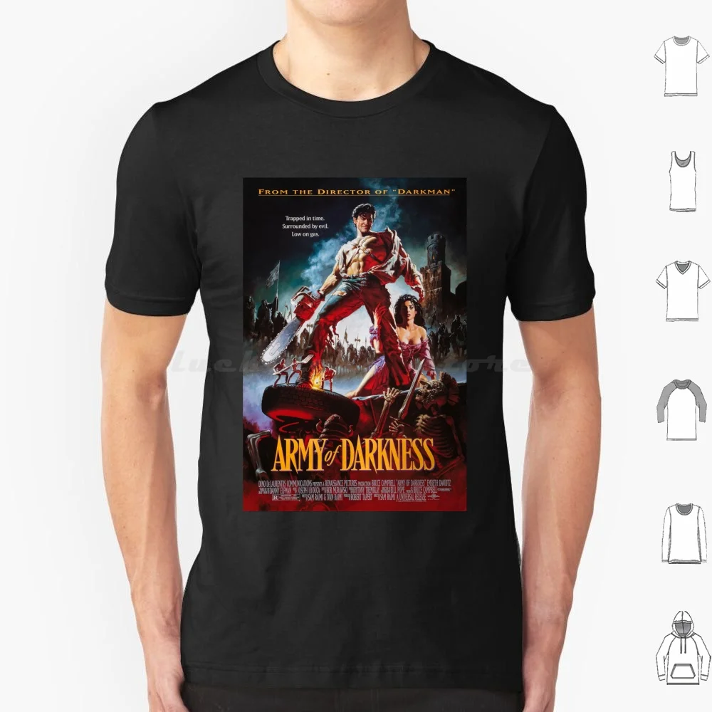 Army Of Darkness-Retro Film Poster T Shirt 6xl Cotton Cool Tee Army Of Darkness Evil Dead Ash Bruce Campbell Horror Boomstick