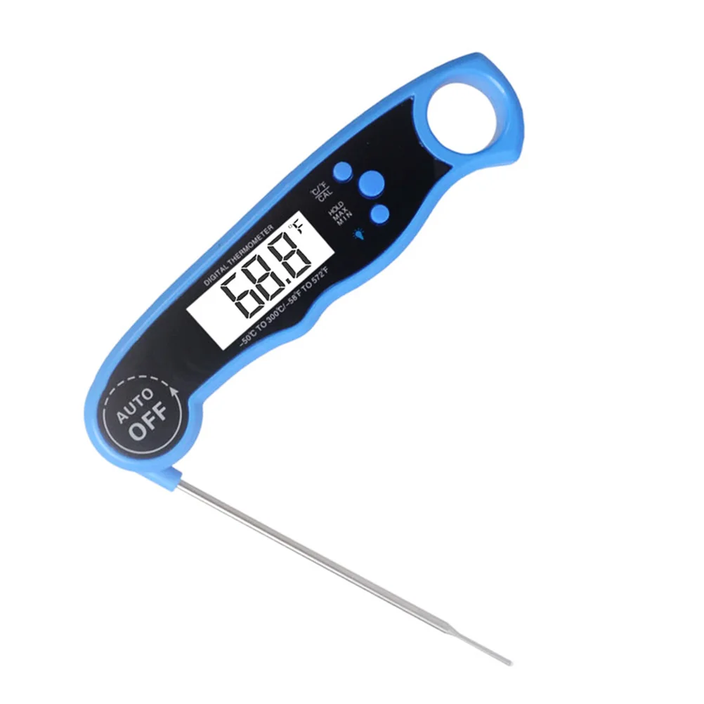 Waterproof Digital Thermometer Instant Read Thermometer with Calibration and Backlight for Kitchen (Blue)