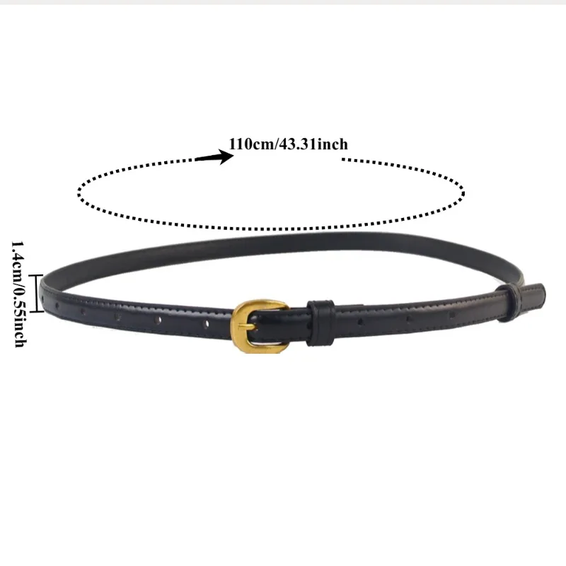 Fashionable Belt with a Luxurious Look for Dresses Stylish Trousers Simple Pin-Buckle Slightly Retro Slim Leather Belt