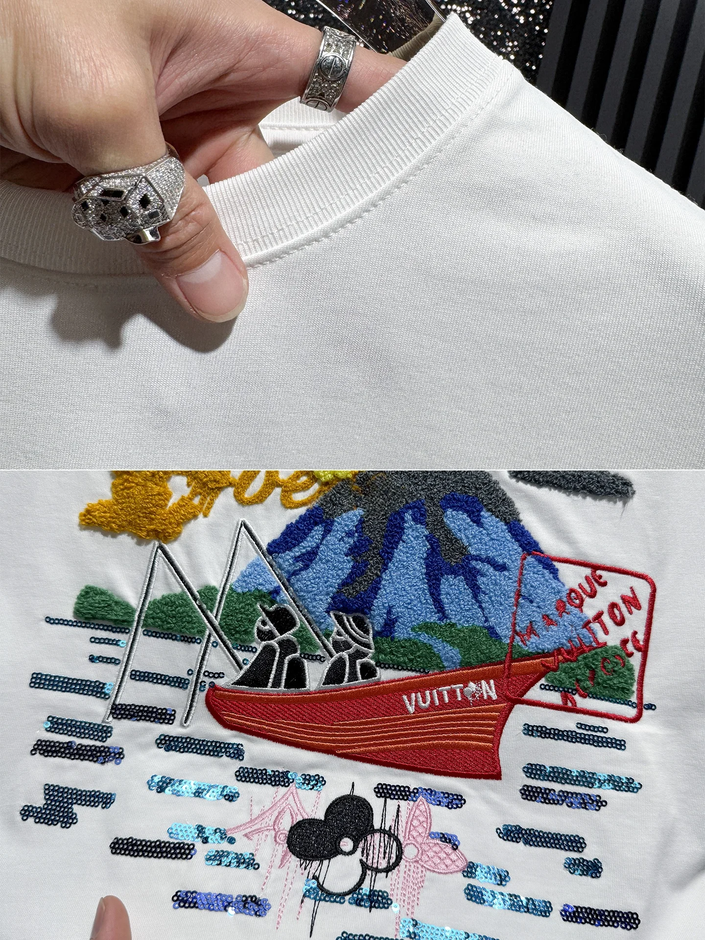 

Элегантная мужская футболка с вышивкой и коротким рукавом, свободного кроя, из дышащей смесовой ткани (хлопок/полиэстер), повседневная, с круглым вырезом