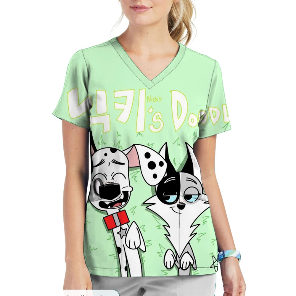 Stylish Summer Clothes Women 2024 Nurse Scrub Top Durable, Easy-Care Disney 101 Dalmatians & Practical Pockets