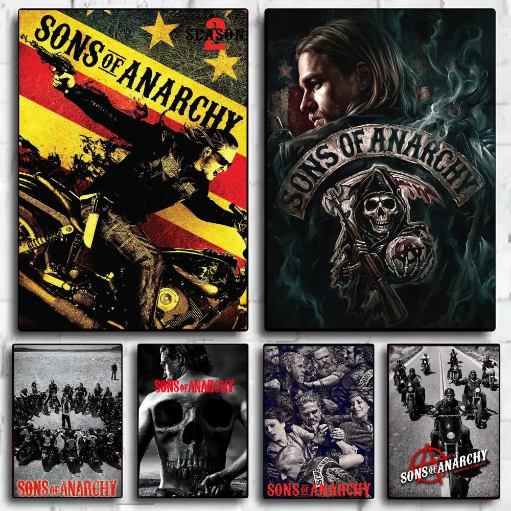 TV Show S-Sons of Anarchy Poster Self-Adhesive Wall Sticker Mural Art Print for Bedroom Living Room Hallway Home Decor Gift