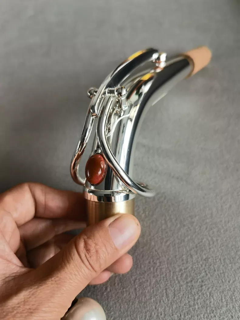 24.5mm Outer Diameter Threaded Silver Plated Curved Neck For Eb Alto Saxophone Excellent Tone Replacement Spare Part