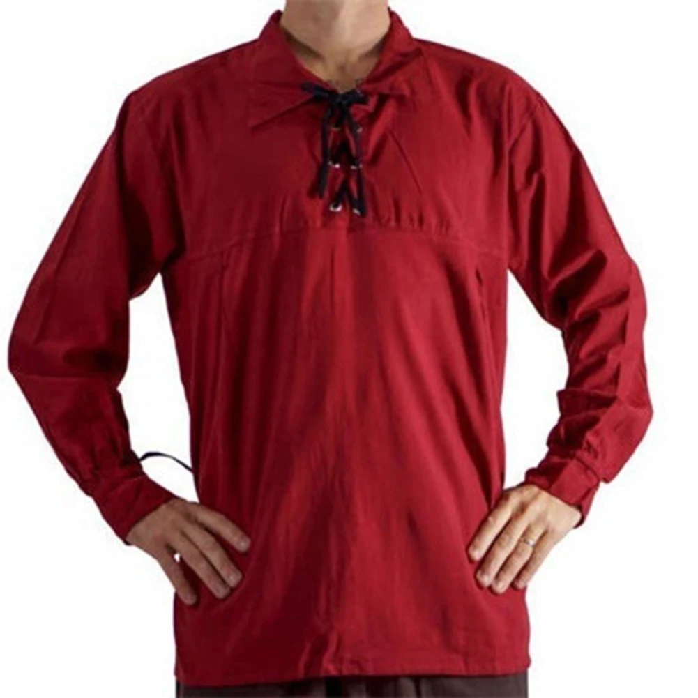 Mens Gothic Renaissance Shirt with Frill Collar Victorian Style Long Sleeve Puff Sleeve Medieval Punk Top for Costume