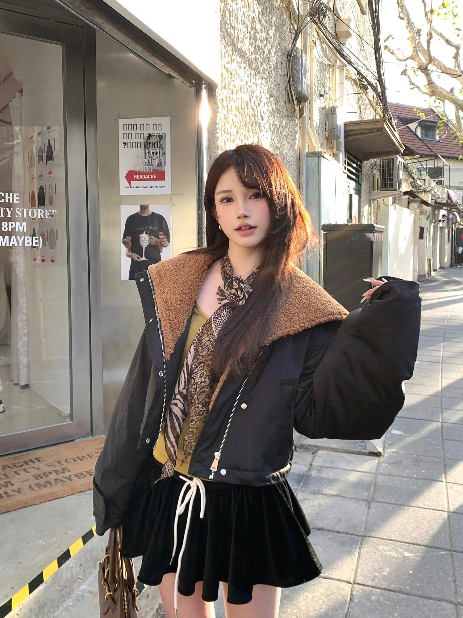 

Spring 2025 New Retro Hot Girl Design Sensation Small ence Dstring Skirt A-Line Bla f-length Skirt