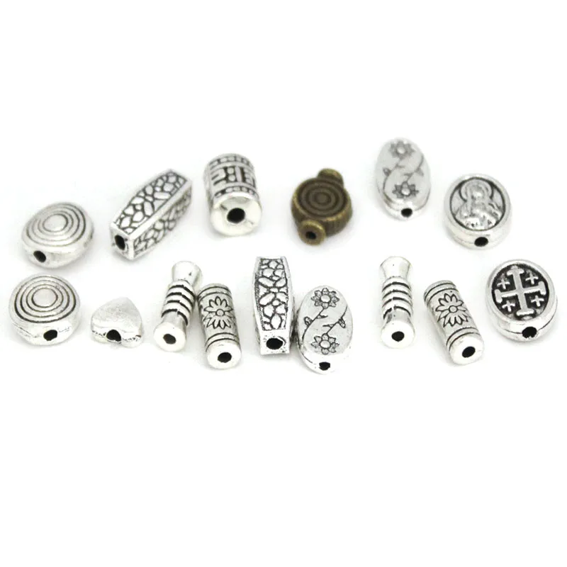 20Pcs Antique Tibetan Silver Metal Beads Accessories Tube Spacer Beads Small Hole Beads For Jewelry Making DIY Jewelry Findings