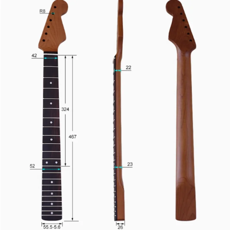 Electric guitar neck 8MM aperture roasted maple handle rosewood fingerboard DIY electric guitar accessory