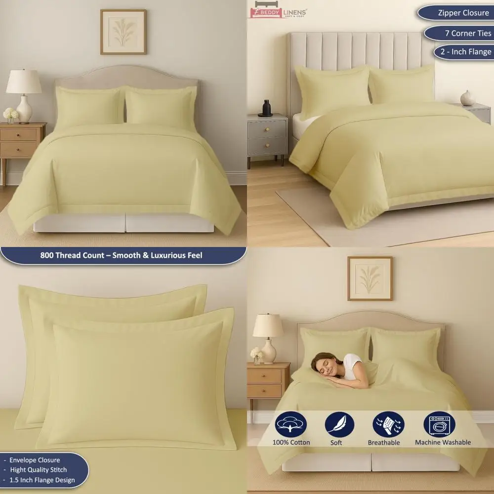 

100% Egyptian Cotton Duvet Cover Twin/Twin XL, 68x90 Inch, 800 Thread Count, Soft Breathable Cotton, Premium Quality Bedding