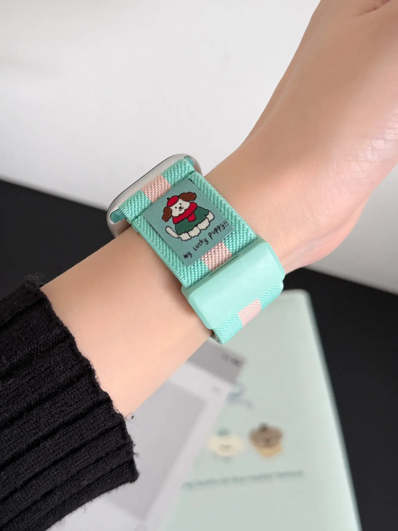 Correa magnética de nailon elástico para Apple Watch 41/45mm 49Ultra 10S 42/46mm correa de rayas con estampado de dibujos animados para iWatch8 7 6SE 38/40/44