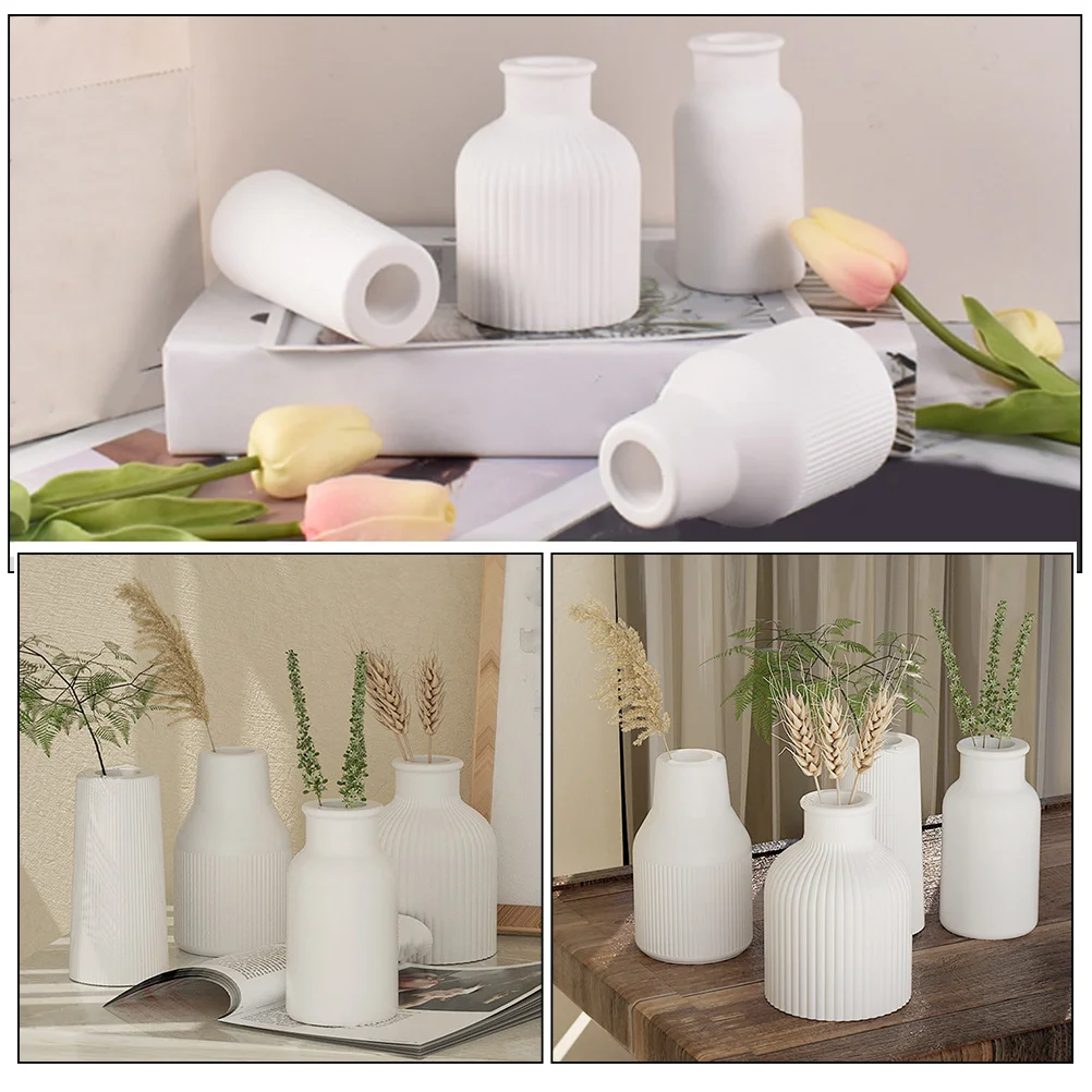 Moule en Silicone pour Arrangement de fleurs, bricolage, Vase artisanal, décoration de maison, Pot de bonsaï, fabrication de pots de jardinières, 4 pièces