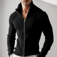 Las nuevas chaquetas con cremallera de otoño e invierno para hombres, cárdigans sueltos e informales para hombres y tops de color sólido están de moda.