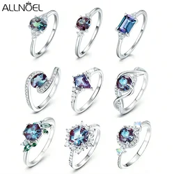 ALLNOEL 925 Sterling Silver Color Change Alexandrite Ring For Women Luxury Engagement Wedding Band Fine Jewelry