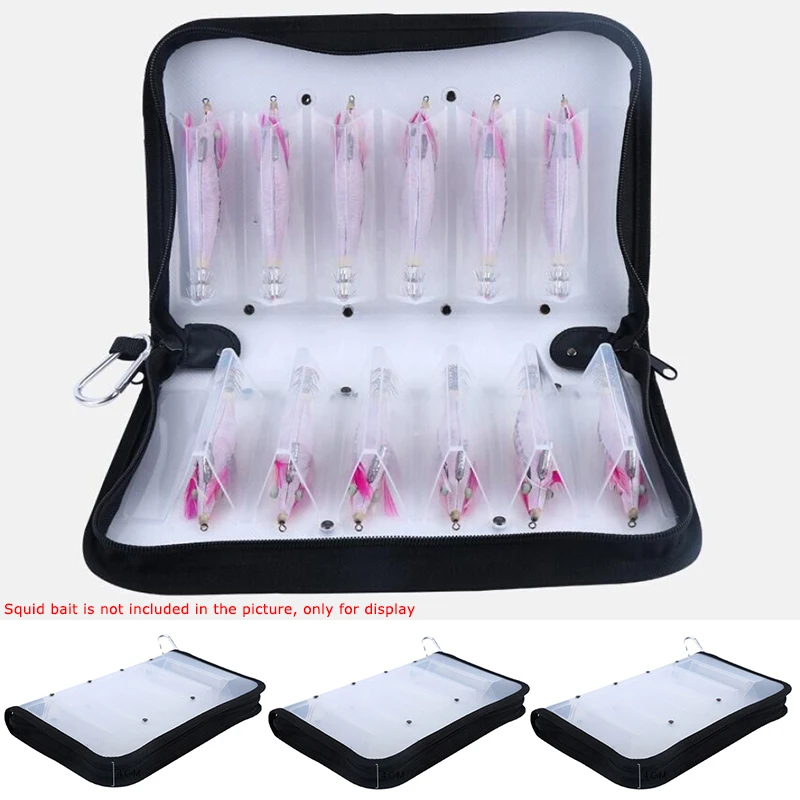 Plastic Transparent Visual Squid Jig Lure Hook Storage Case W- Carabiner Wooden Shrimp Octopus Egi Waterproof Fishing Tackle Bag view 2