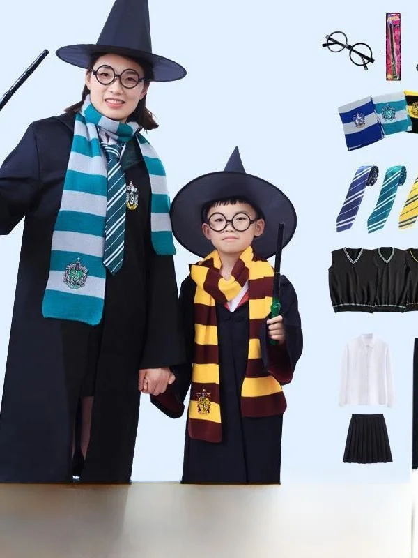 ハリーポッター魔法のローブコスチューム子供大人ハロウィン魔術ウィザード服ポリエステル素材伝統的な中国の舞台衣装
