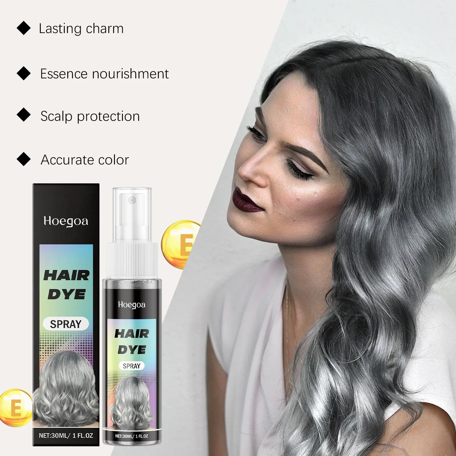رذاذ لون الشعر المؤقت فضي رمادي أبيض اللون صبغ طبيعي طويل الأمد يمكن التخلص منه موضة تصفيف الشعر صالون تجميل ماكياج
