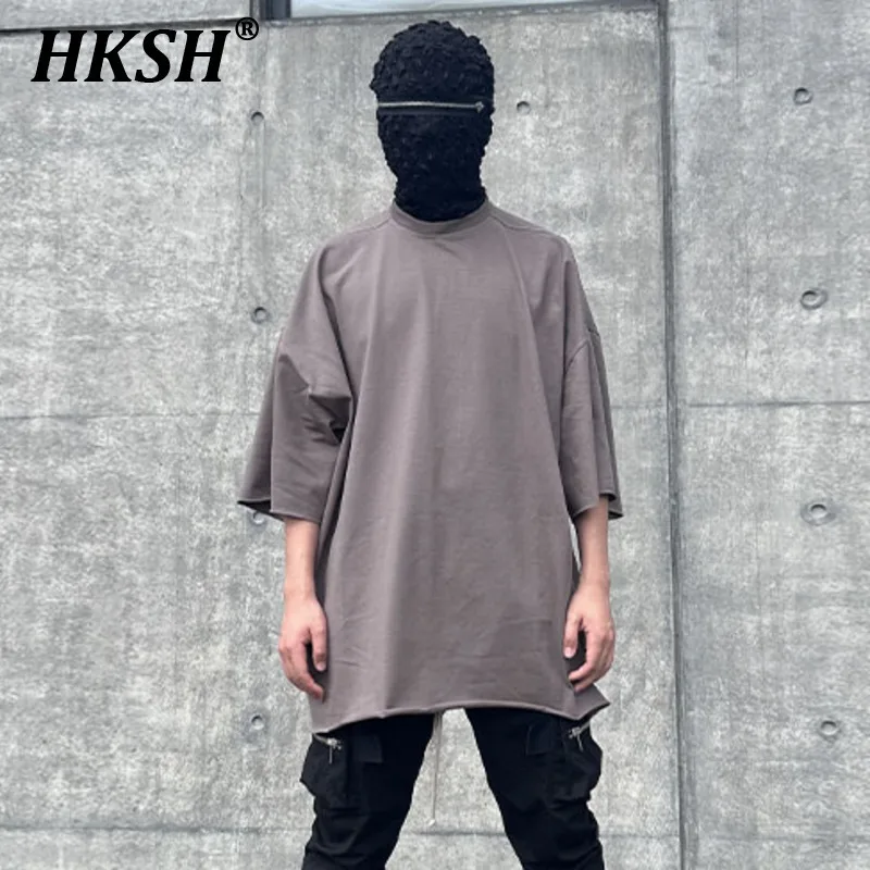 HKSH Solid American Vintage High Street Short Sleeve T-shirt Men\'s Tide Women Summer New Half Sleeved Summer Tees Fashion HK1457