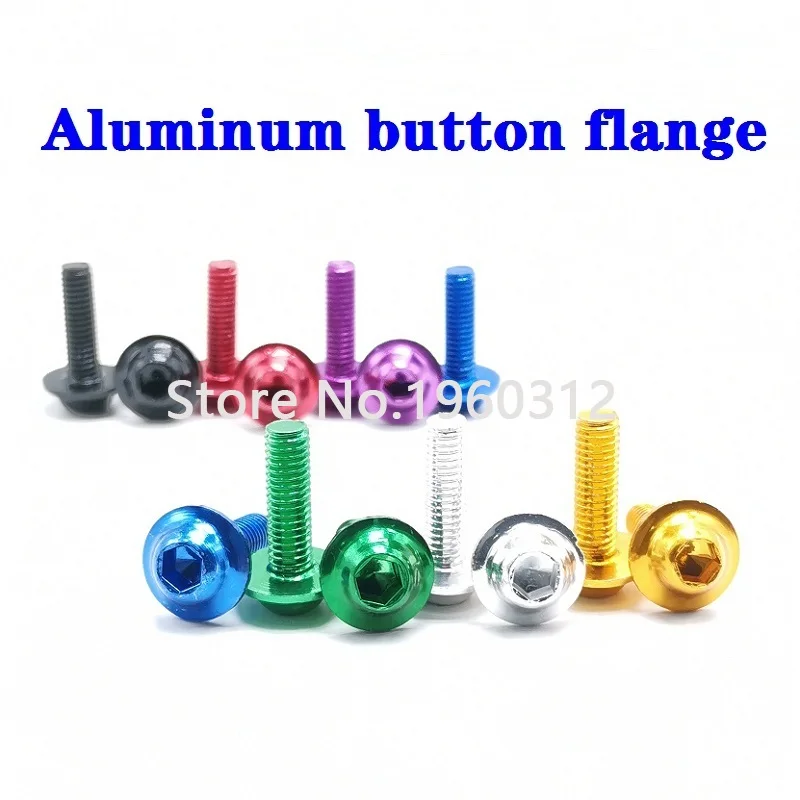 10pcs m5 m6 aluminum colourful Half Round Button Flange Head With Washer Inner Hex Socket Allen Screws Bolt