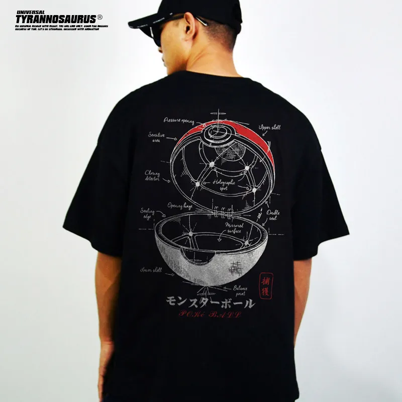 Dollverse Pokémon Colaboración Spirit Ball Camiseta de manga corta de algodón puro para hombres y mujeres Marca holgada de moda