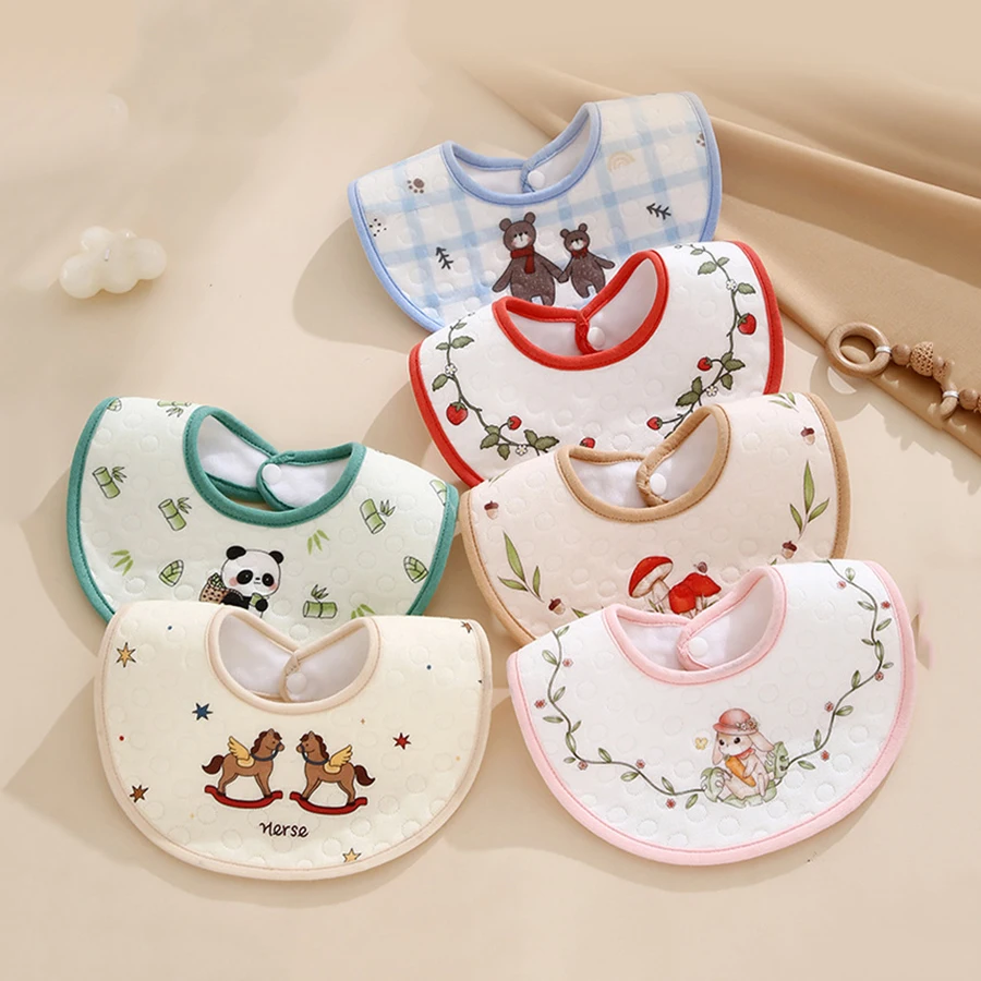 360 °   Babero giratorio de muselina para bebé, toalla para la saliva con estampado de hongos, paño para eructos infantil, baberos de alimentación, babero para la baba de recién nacido para niños y niñas