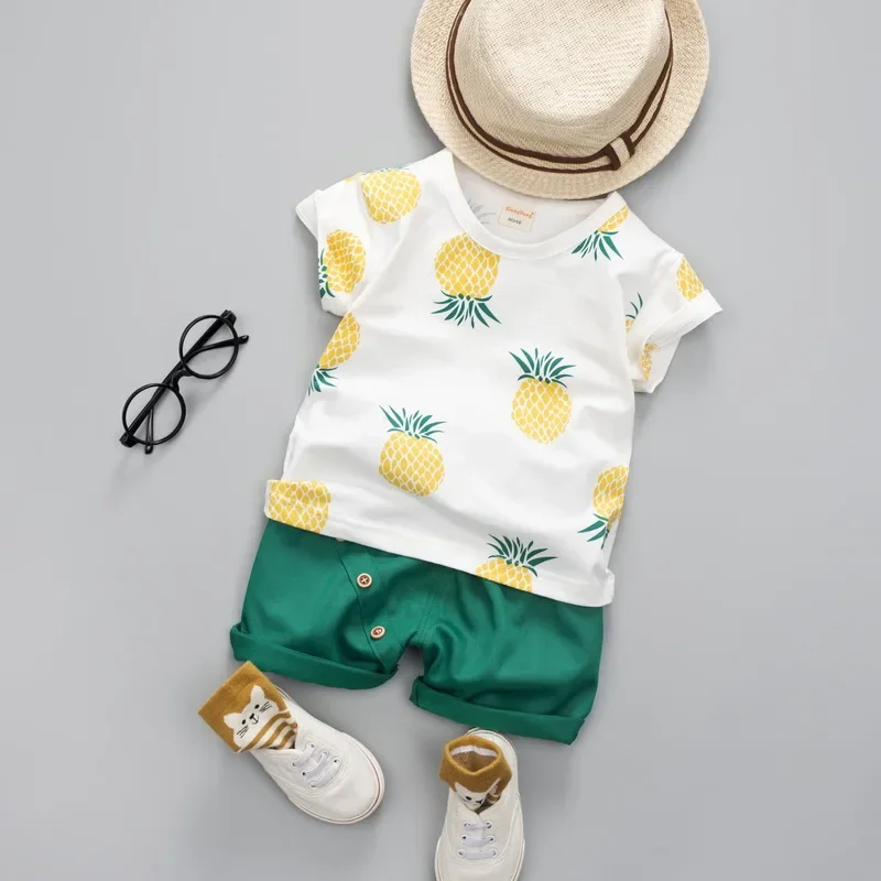 

Baby Boys Girls Summer Clothes Fashion Cotton Set Printed Fruit Sports Suit Boy T-Shirt Shorts Kids Cloth Set Children Clothing