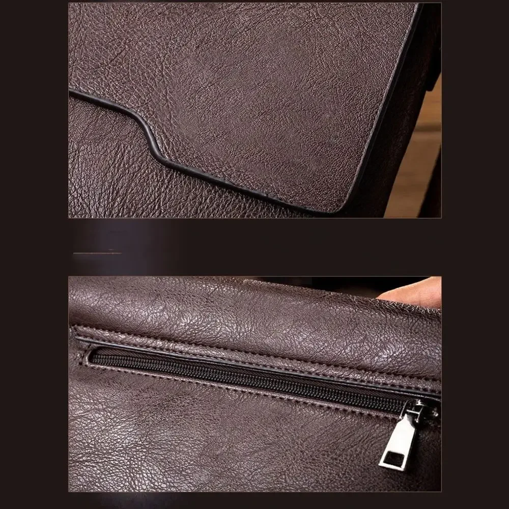 2024 Casual Man Messenger Bag Vintage Men Handbag Pu Leather Shoulder Bags Business Briefcase High-capacity Crossbody Bag