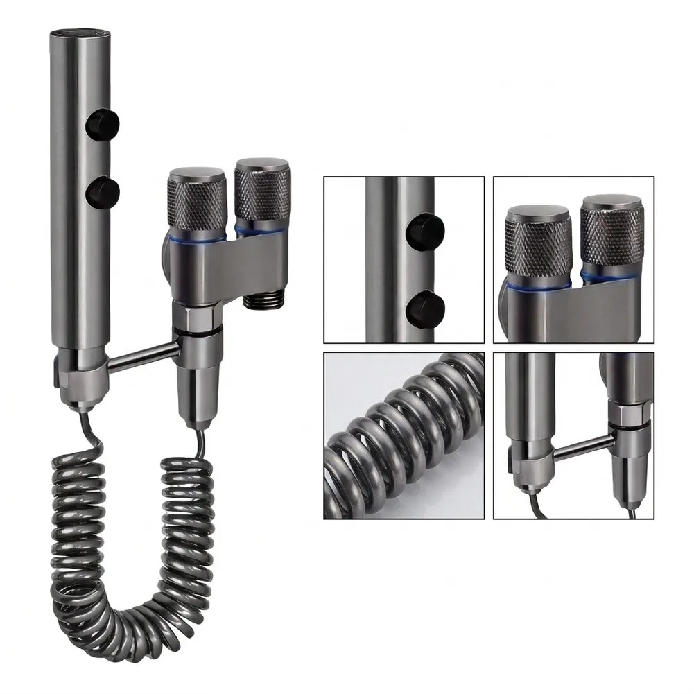 Stainless Steel Bidet Sprayer Set with Gray Matte Finish Dual Pressure Spray Modes and Full Installation Accessories