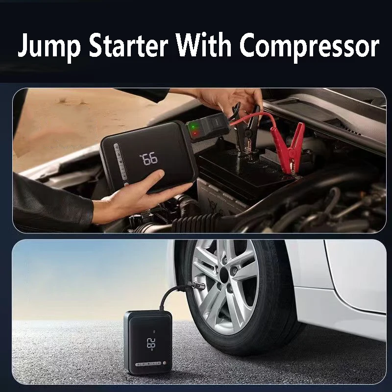 Baseus 2 In 1 Car Jump Starter With Wireless Tire Inflator Pump 1000A Portable Power Station Battery Booster Emergency Device