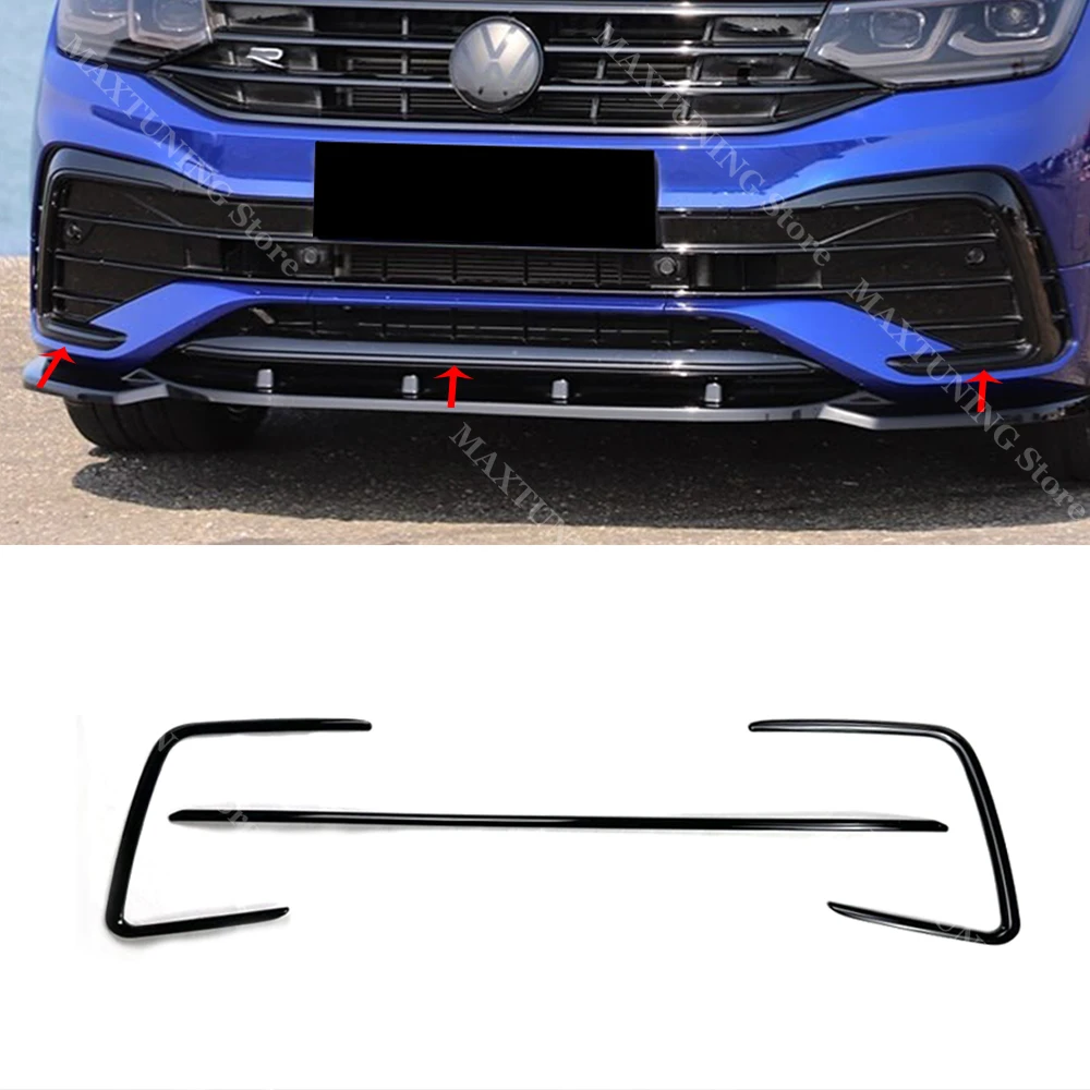 Voor Volkswagen Tiguan MK2 R-Lijn 2021 2022 2023 ABS Glanzend Zwart Voorbumper Grille Center Grill Molding Cover strip Trim Kits