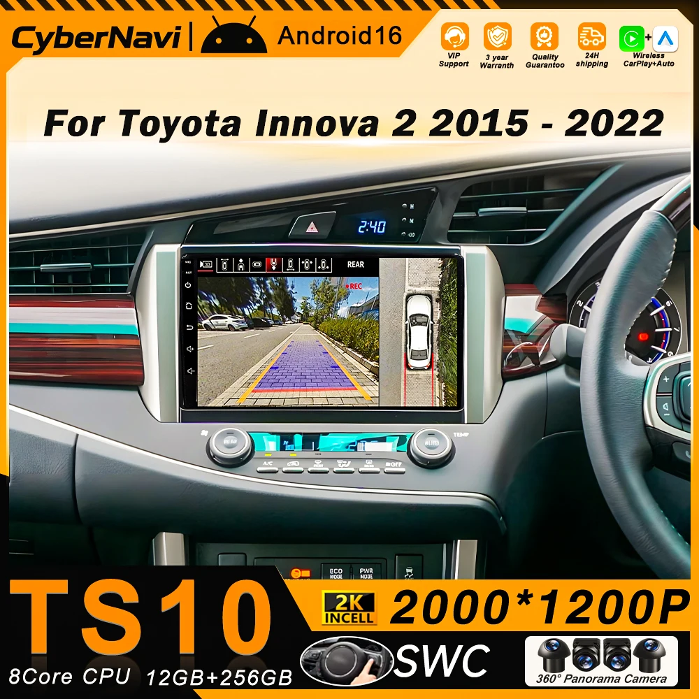 Android Auto For Toyota Innova 2 2015 2016 2017-2022 Car Radio Multimedia Player Stereo Navigation Carplay Bluetooth No 2din DVD