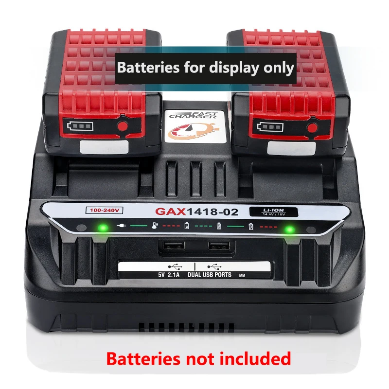 Portable Dual-Charger Lithium Battery Fast Charger for Bosch 18V Lithium Battery Power Tool Battery Charger with Dual USB Ports