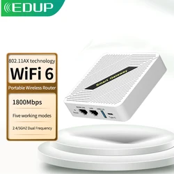 EDUP Mini W​ifi 6 Router AX1800 2.4/5GHz Dual Band Router Gigabit Portable Routers for Starlink Wireless Repeater WiFi Bridge