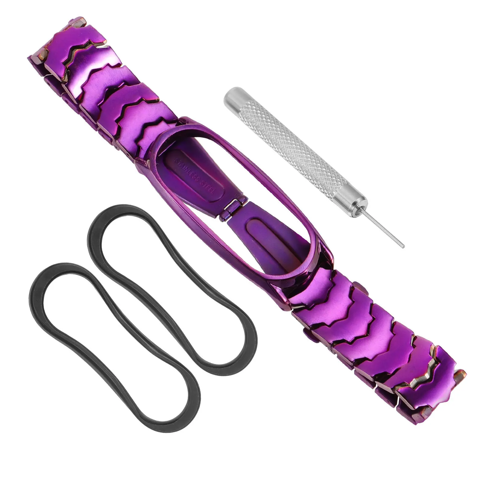 Metal Wristband Compatible for Mi Band 5 4 3 Stainless Steel Luxurious Smart Band Strap Replacement Metal Wristband Supplies