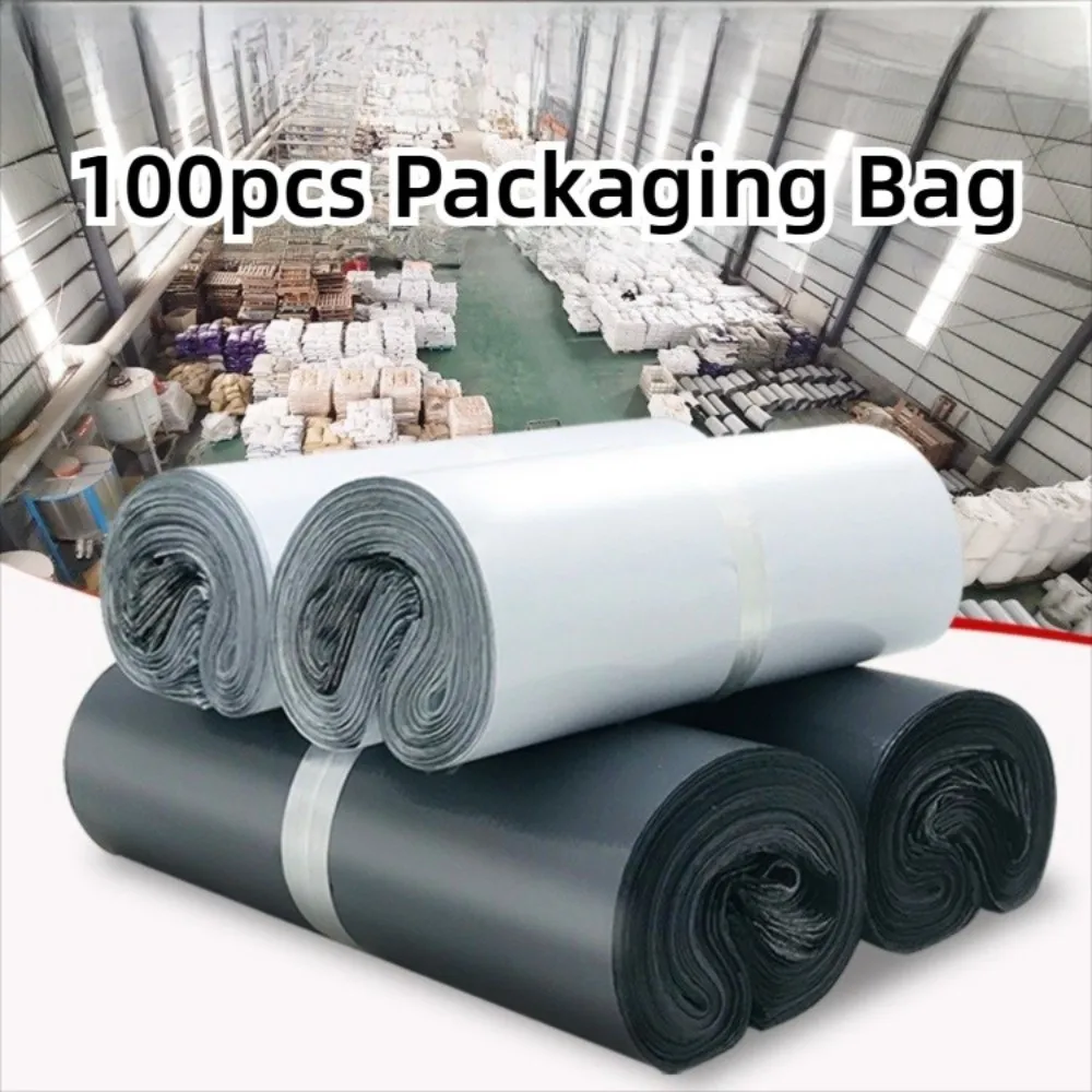 100pcs Waterproof Self-adhesive Packaging Bag Self-seal Dustproof Sealed Express Mail Bag PE Plastic Black Color