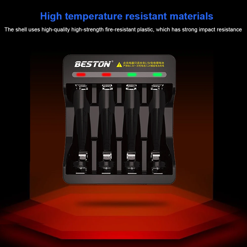 4 Bay 1.5V AA AAA Lithium Battery Charger with Fast Charging Function for Li-Ion AA AAA Rechargeable Battery With USB