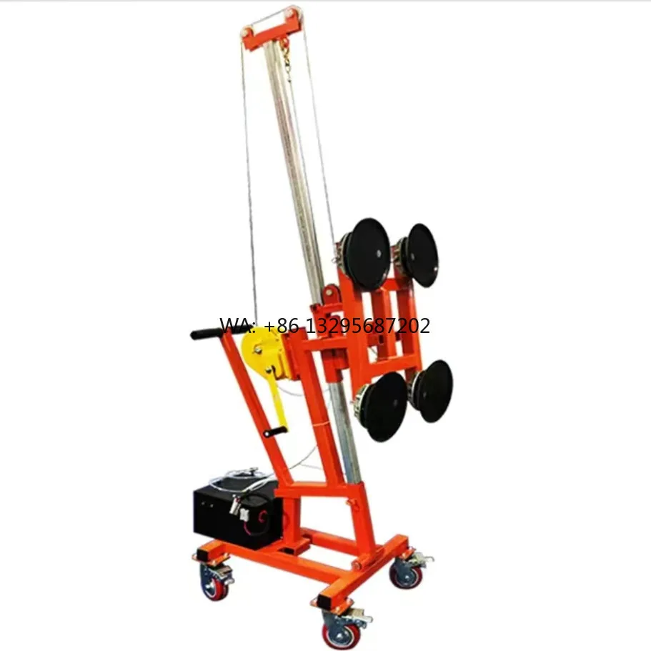 Portable Hand Cranked Winch Electric Vacuum Lifter Suction Cup Lifting Machine for Sheet Metal/Wood Panel/Counstruction