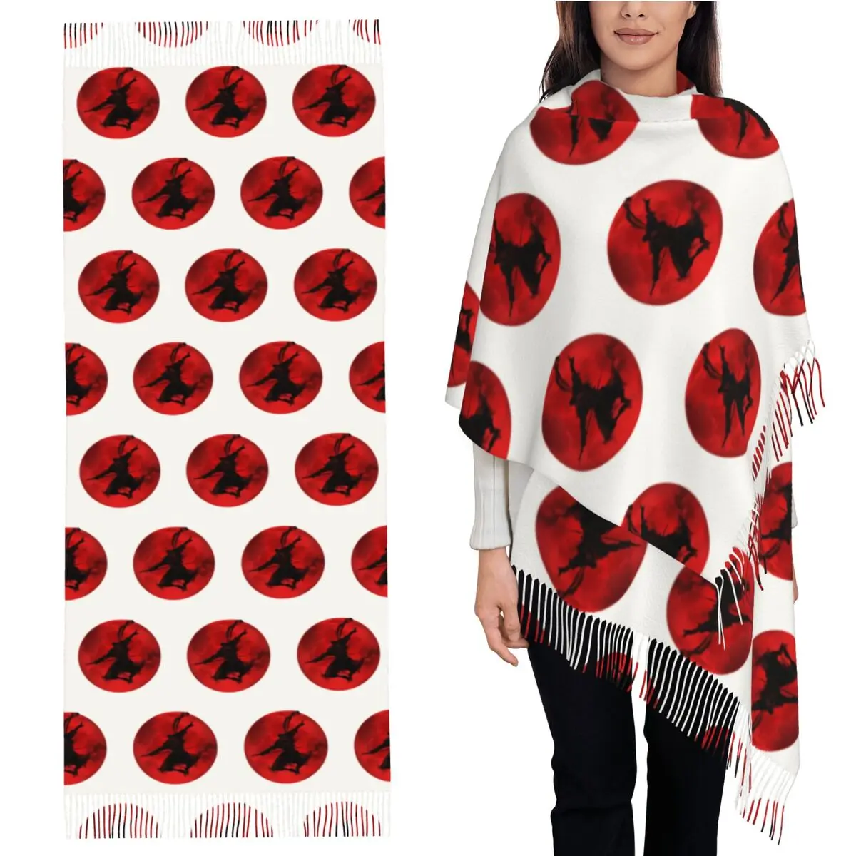 

Небесный самурайский шарф, шарфы с кисточками для женщин, мягкие теплые шали и накидки, длинная осенне-зимняя шаль